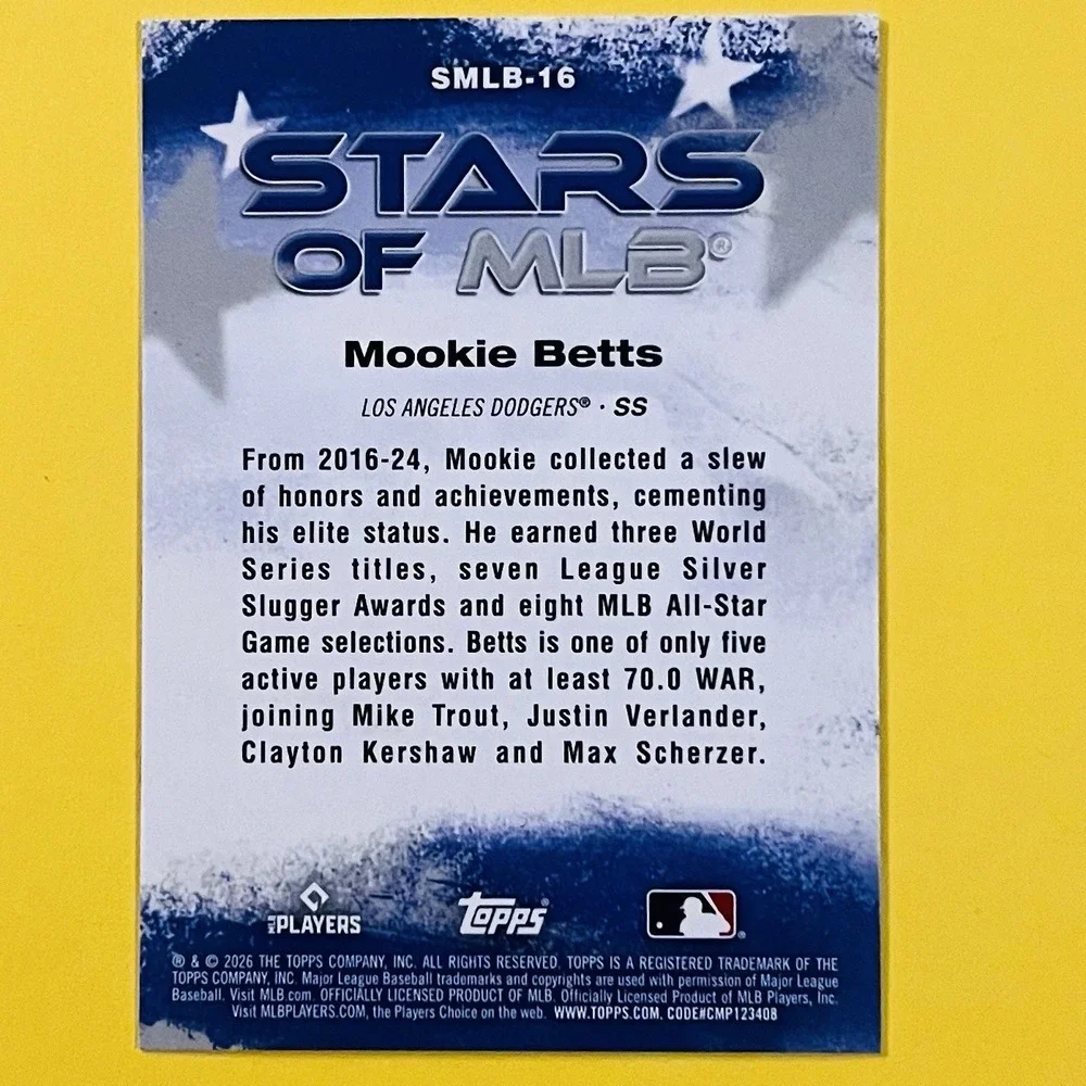 2026‎ Topps Series 1 Mookie Betts Stars of MLB SMLB-16 Dodgers Insert